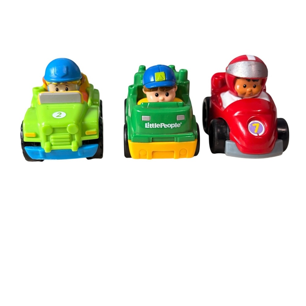 Fisher-Price Little People Wheelies Vehicle Lot of 3 Red Green Race Car Truck